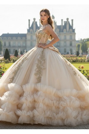 PQ1107-L<br/>Ruffled hem quince dress